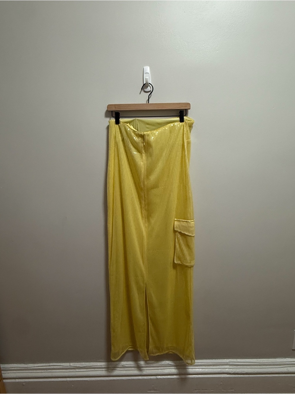 STAUD Casey dress butter yellow strapless sequin gown maxi dress wedding guest 6 - Picture 6 of 10